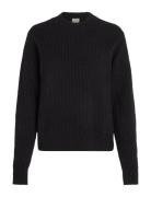 Boucle Rib C-Nk Relaxed Sweater Tops Knitwear Jumpers Black Calvin Klein