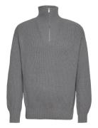 Slhdry Ls Knit Relaxed Half Zip Tops Knitwear Half Zip Jumpers Grey Selected Homme