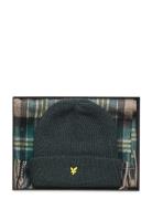 Lambswool Blend Checked Scarf And Beanie Gift Set Accessories Headwear Beanies Khaki Green Lyle & Scott