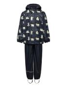 Rainwear Set - Aop, W. Fleece Outerwear Rainwear Rainwear Sets Navy CeLaVi