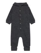 Wool Baby Suit W. Hood Outerwear Fleece Outerwear Fleece Suits Grey Mikk-line