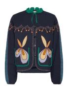 Little Embroidered Jacket Outerwear Jackets Light-summer Jacket Navy Stella Nova