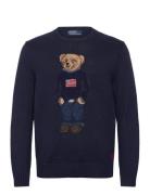 Polo Bear Cotton-Linen Sweater Tops Knitwear Round Necks Navy Polo Ralph Lauren