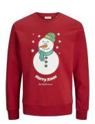 Jjxmas Jolly Sweat Crew Neck Tops Sweatshirts & Hoodies Sweatshirts Red Jack & J S