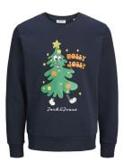 Jjxmas Jolly Sweat Crew Neck Tops Sweatshirts & Hoodies Sweatshirts Navy Jack & J S