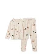 Wilhelm Printed Pyjamas Set Pyjamassæt Beige Liewood