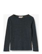 Wool Silk T-Shirt L/S Alfie Tops T-shirts Long-sleeved T-Skjorte Navy Wheat