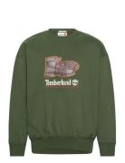 New Box Fit Badge Crew Neck Black Forest Green Tops Sweatshirts & Hoodies Sweatshirts Green Timberland