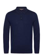 Core Merino Ls Polo Tops Knitwear Long Sleeve Knitted Polos Navy Michael Kors