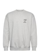 Printed Crewneck Tops Sweatshirts & Hoodies Sweatshirts Grey Revolution