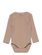 Body Ls Rib Bodies Long-sleeved Beige Huttelihut