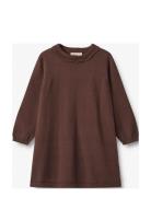 Knit Dress Nannie Dresses & Skirts Dresses Casual Dresses Long-sleeved Casual Dresses Brown Wheat