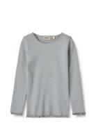 Rib T-Shirt L/S Reese Tops T-shirts Long-sleeved T-Skjorte Blue Wheat