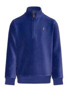 Knit Corduroy Quarter-Zip Pullover Tops Knitwear Pullovers Blue Ralph Lauren Kids