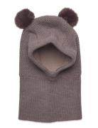 Balaclava Windstop W. Pompoms Accessories Headwear Balaclava Brown Huttelihut