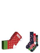 3-Pack X-Mas Stocking Socks Gift Set Lingerie Socks Regular Socks Red Happy Socks