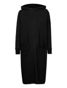 Giant Hoodie Dress Knælang Kjole Black Papu