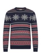 Jjxmas Snowball Knit Crew Neck Tops Knitwear Round Necks Navy Jack & J S