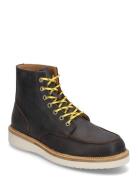 Slhteo New Leather Moc-Toe Boot Snørestøvler Brown Selected Homme