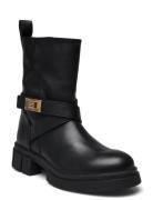 Biker Leather Shoes Boots Ankle Boots Ankle Boots Flat Heel Black Tommy Hilfiger