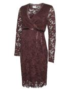 Mlmivana Tess Ls Jrs Abk Dress 2F Dresses Evening Dresses Burgundy Mamalicious