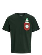 Jjxmas Pocket Tee Ss Crew Neck Jnr Tops T-Kortærmet Skjorte Green Jack & J S