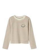 Nkflopine Ls Slim Short Top Tops T-shirts Long-sleeved T-Skjorte Beige Name It