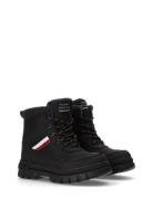 Tommy Hilfiger Faux Fur Ankle Boots Vinterstøvler Med Snøre Black Tommy Hilfiger