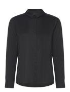 Fitted Shirt, Solid Tops Shirts Long-sleeved Black Papu