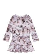 Print Frilla Dress Dresses & Skirts Dresses Casual Dresses Long-sleeved Casual Dresses Pink Gugguu