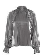 Kbsacha Lotta Blouse Tops Blouses Long-sleeved Silver Karen By Simonsen