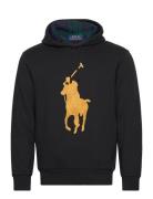 The Rl Fleece Big Pony Hoodie Tops Sweatshirts & Hoodies Hoodies Black Polo Ralph Lauren