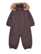 Coverall W. Fake Fur Outerwear Coveralls Snow-ski Coveralls & Sets Purple Color Kids