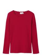 Nkfnamma Ls Slim Top Tops T-shirts Long-sleeved T-Skjorte Red Name It