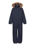 Coverall W. Fake Fur Outerwear Coveralls Snow-ski Coveralls & Sets Navy Color Kids