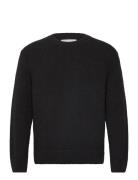 Relaxed Plain Boucle C-Neck Tops Sweatshirts & Hoodies Sweatshirts Black GANT