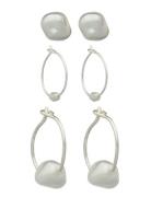 3-Pack Pearl Earrings Accessories Jewellery Earrings Hoops Silver Monki