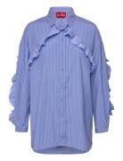 Bloomingcras Shirt Tops Shirts Long-sleeved Blue Cras