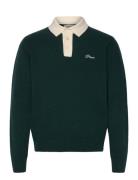 Logo Pine Wool Knit Polo Tops Knitwear Long Sleeve Knitted Polos Khaki Green Pompeii