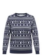 Carxmas Winter Ls O-Neck Knt Tops Sweatshirts & Hoodies Sweatshirts Navy ONLY Carmakoma