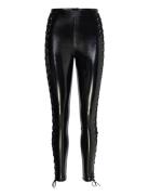 Legging Pu Lace Up Bottoms Trousers Leather Leggings-Bukser Black Hunkemöller