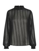 Crsadia Blouse Tops Blouses Long-sleeved Black Cream