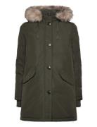 Faux-Fur-Trim Hooded Puffer Coat Foret Jakke Khaki Green Lauren Ralph Lauren