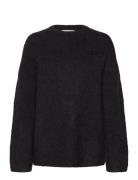 Slfgabella Ls Knit O-Neck Camp Tops Knitwear Jumpers Black Selected Femme