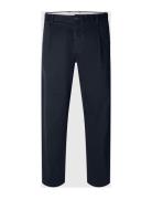 Slh172-Slim Tape Ron Pleat Pant Bottoms Trousers Chinos Navy Selected Homme