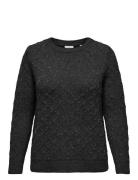 Caralba L/S Glitter O-Neck Knt Tops Knitwear Jumpers Black ONLY Carmakoma