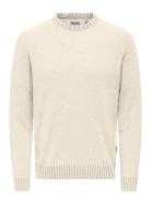 Onseddy Reg 7 Wool Crew Knit Tops Knitwear Round Necks Cream ONLY & SONS