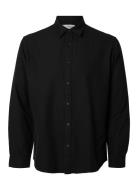 Slhreg-Owen Flannel Mix Shirt Ls Tops Shirts Casual Black Selected Homme