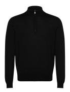 100% Merino Wool Sweater With Zip-Neck Tops Knitwear Half Zip Jumpers Black Mango