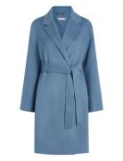 Reg Df Wool Belted Coat Outerwear Coats Winter Coats Blue Tommy Hilfiger